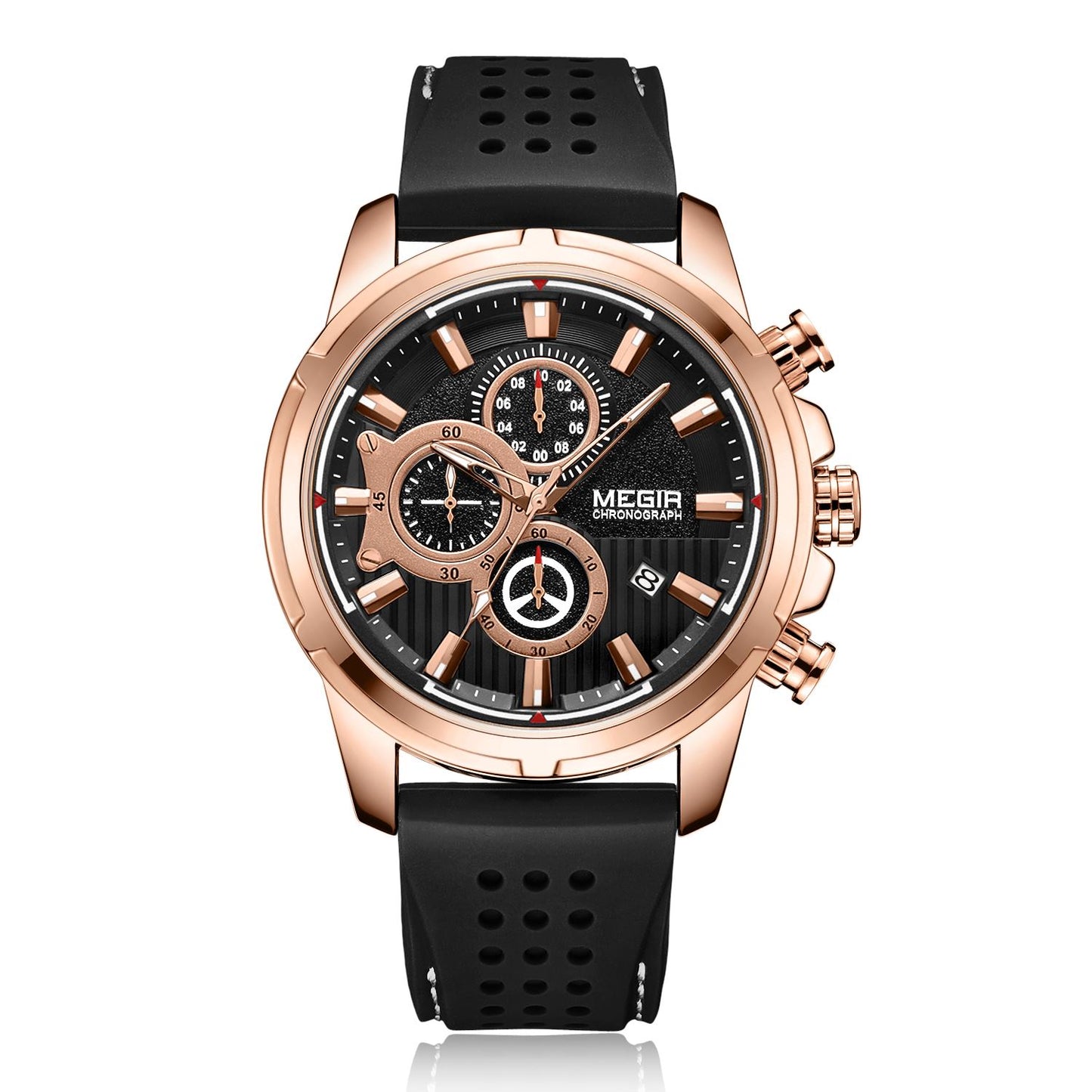MEGIR Brand Luxury Sport Quartz Watch Silicone Chronograph Men Wristwatches Waterproof Male Calendar Clock Wrist Watch 2101