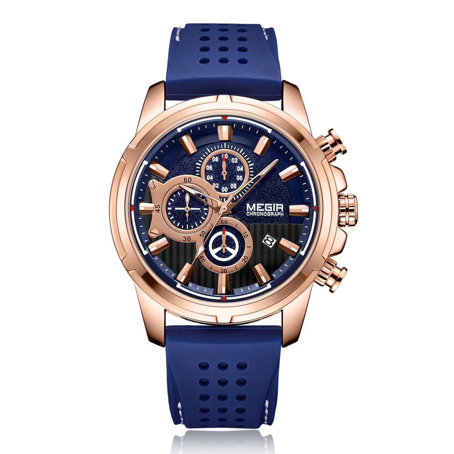 MEGIR Brand Luxury Sport Quartz Watch Silicone Chronograph Men Wristwatches Waterproof Male Calendar Clock Wrist Watch 2101