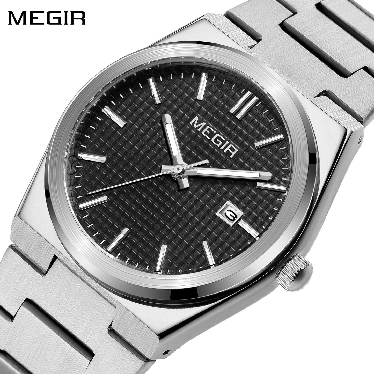 MEGIR Luxury Business Watches for Men Stainless Steel Strap Waterproof Calendar Male Quartz Wristwatch Clock Reloj Hombre 1086
